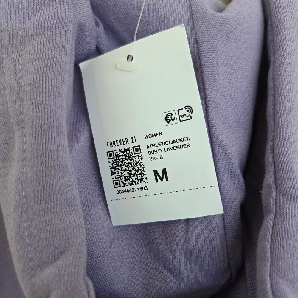 Forever 21 CROP Sweatshirt Hoodie Medium Purple Lavender Juniors Jacket Full-Zip - Picture 6 of 7